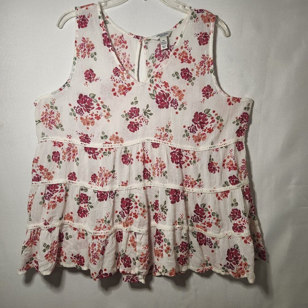 Arizona Jean Company tiered ruffle floral tank top